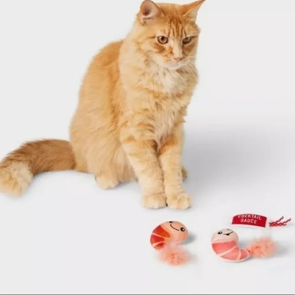 Shrimp & Cocktail Sauce Plush Cat Toy - 3pk - Boots & Barkley™